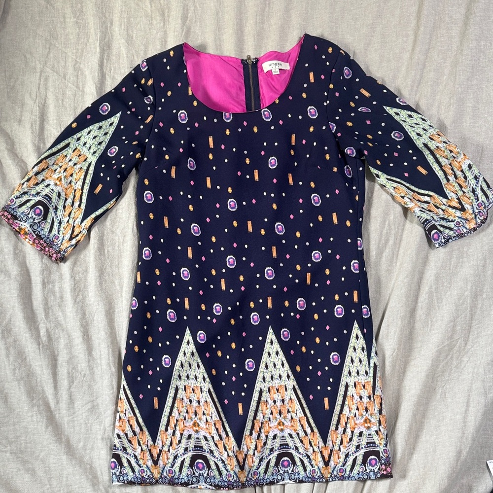 Umgee Navy and Pink Geometric Dress